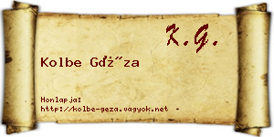 Kolbe Géza névjegykártya